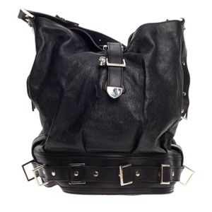 Alexander McQueen Belted Bucket bag leather. Chrome hardware. Authentic.